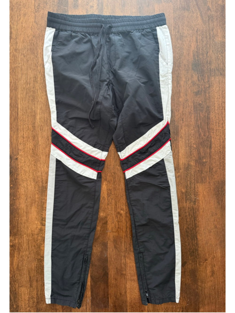 PacSun Men’s Retro Colorblock Windbreaker Pants Size L Black With Stripes Jogger